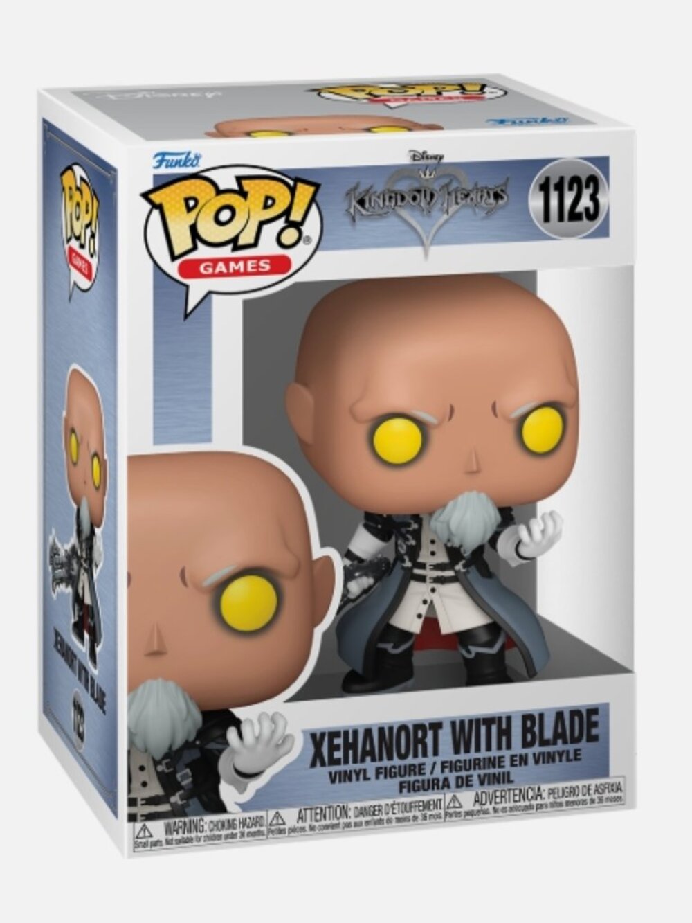 Kingdom Hearts Funko Pop Figure Xehanort with Keyblade White and Gray Aesthetic